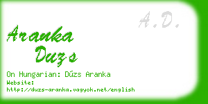 aranka duzs business card