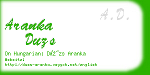 aranka duzs business card